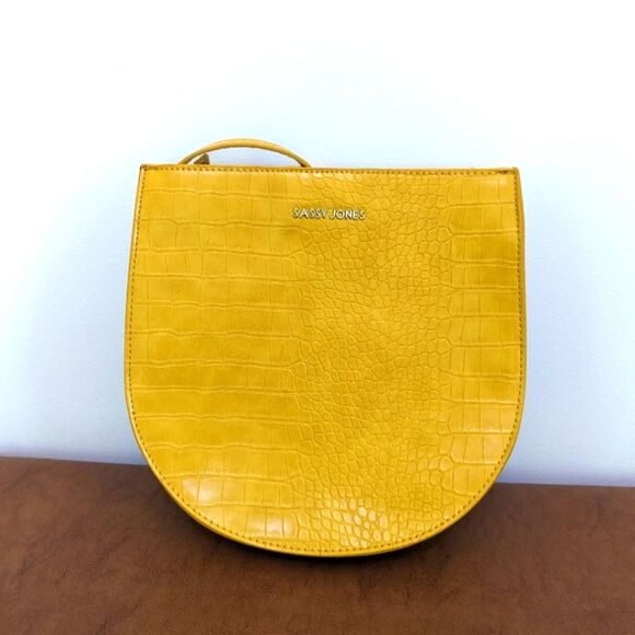Sassy Jones Bianca Block Yellow Leather Crossbody Bag Adjustable Strap - Picture 1 of 5